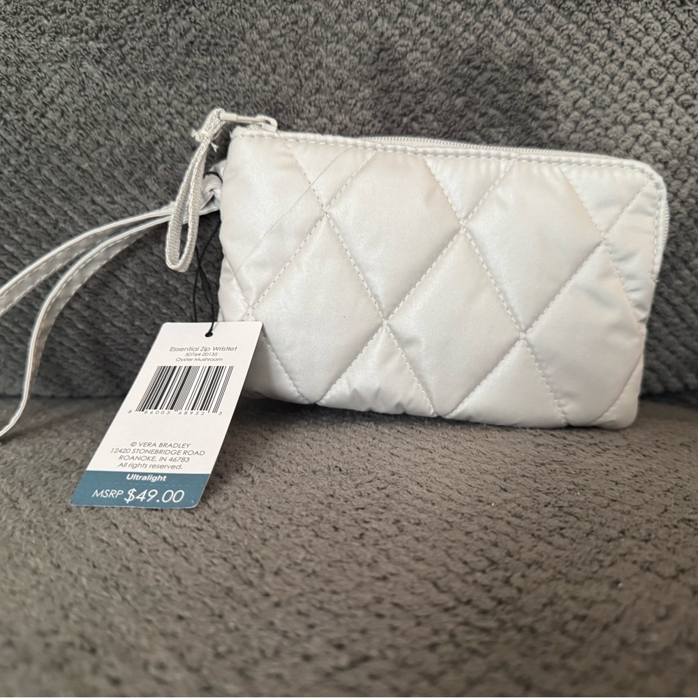 Vera Bradley essential zip wristlet in Oyster Mushroom